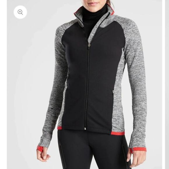 Athleta Women's Andes Full Zip Hybrid Jacket Navy Gray Heather Size Small - Picture 2 of 9